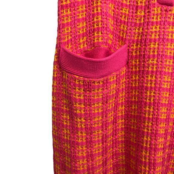 Free Assembly Sweater Dress Women's M Pink Orange Short Sleeve Woven V-Neck - Picture 9 of 14